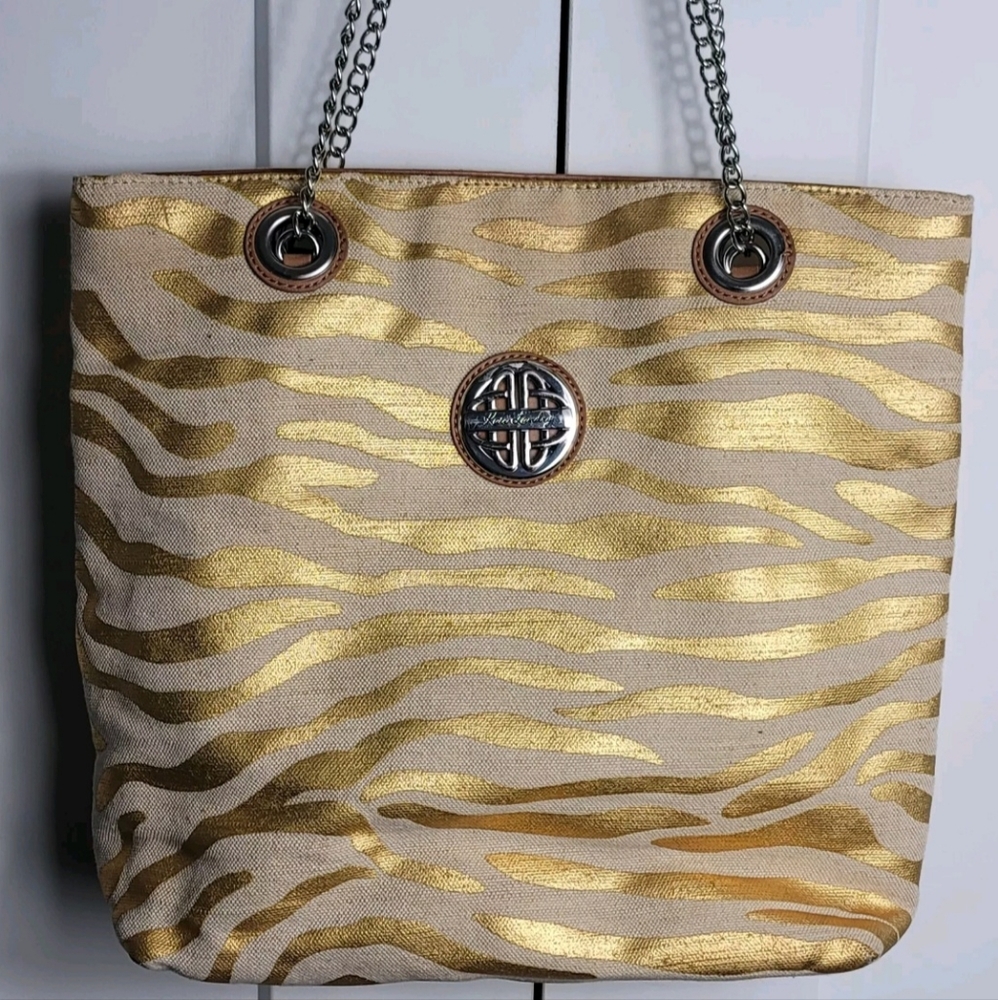 Kate Landry Tote Bag Gold Metal strap